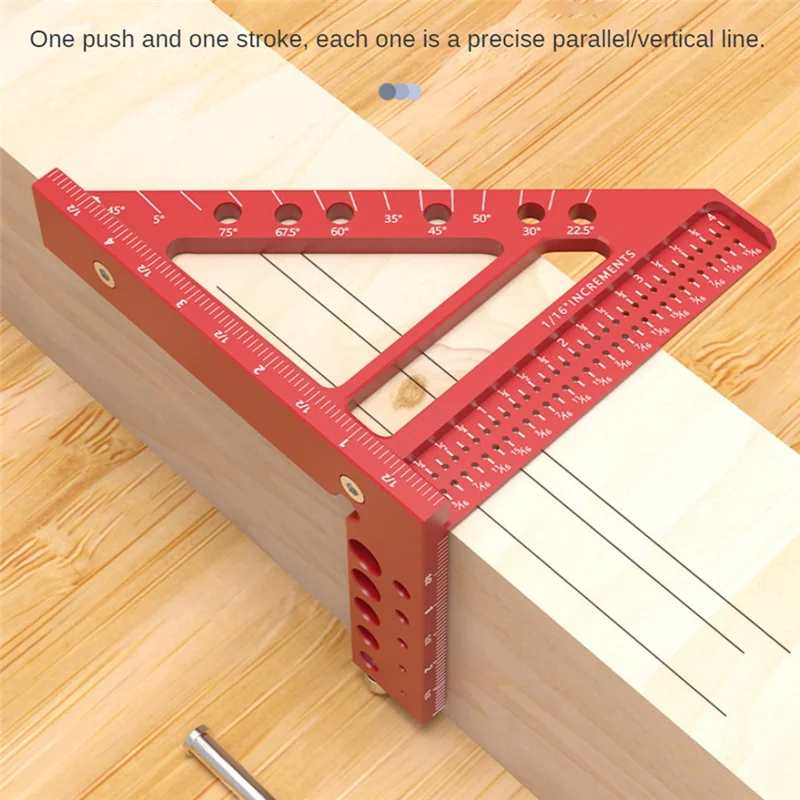 A48I 5-Inch Triangular Hole Ruler Aluminum Alloy Marking Ruler Square Building Frame Tools Woodworking Measuring Ruler