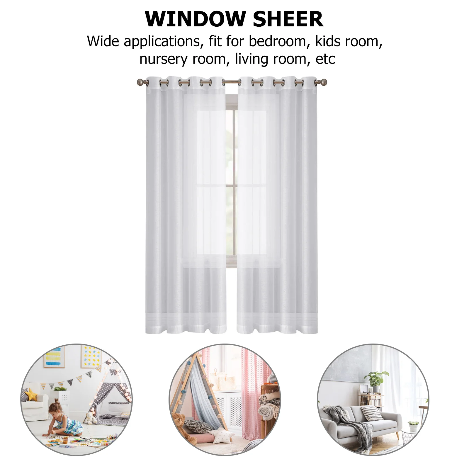 

2Pcs White Sheer Window Curtains Semi Sheer Gauze Panels for Living Room Bedroom Nursery Privacy Protection Energy Saving