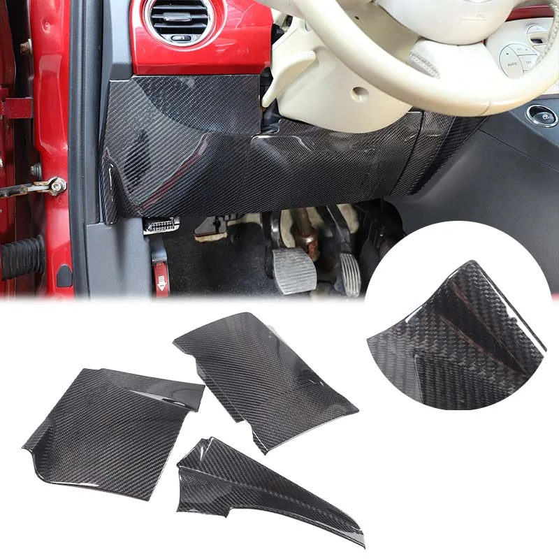 3piece set Real Carbon Fiber For Fiat 500 2007-2026 Car Steering Wheel Lower Decorative Cover Sticker Car Protection Accessories