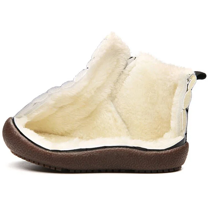 Bottes de neige chaudes et imperméables en cuir pour bébé fille et garçon, chaussures de marque en peluche, baskets à la mode, nouvelle collection hiver