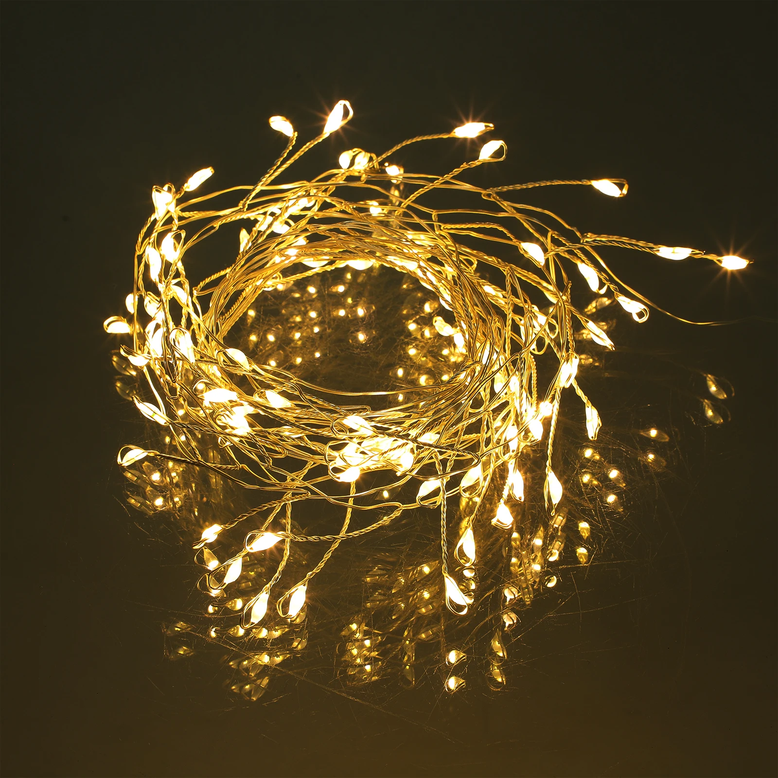 

100 Led Beads Led Garland Light Silver Wire 360° Party Wreath Decor Garden Indoor Outdoor Hanging Decoration Lights For Wreath