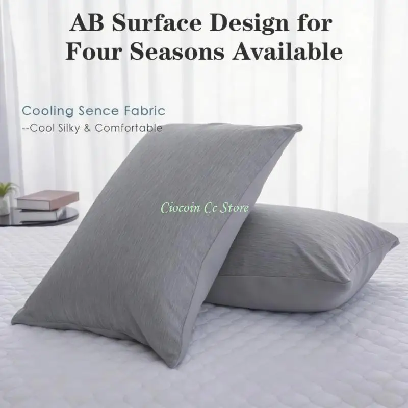 X90F Gentle Ice Silk Pillowcase In Neutral Gray For A Peaceful And Cooling Sleep