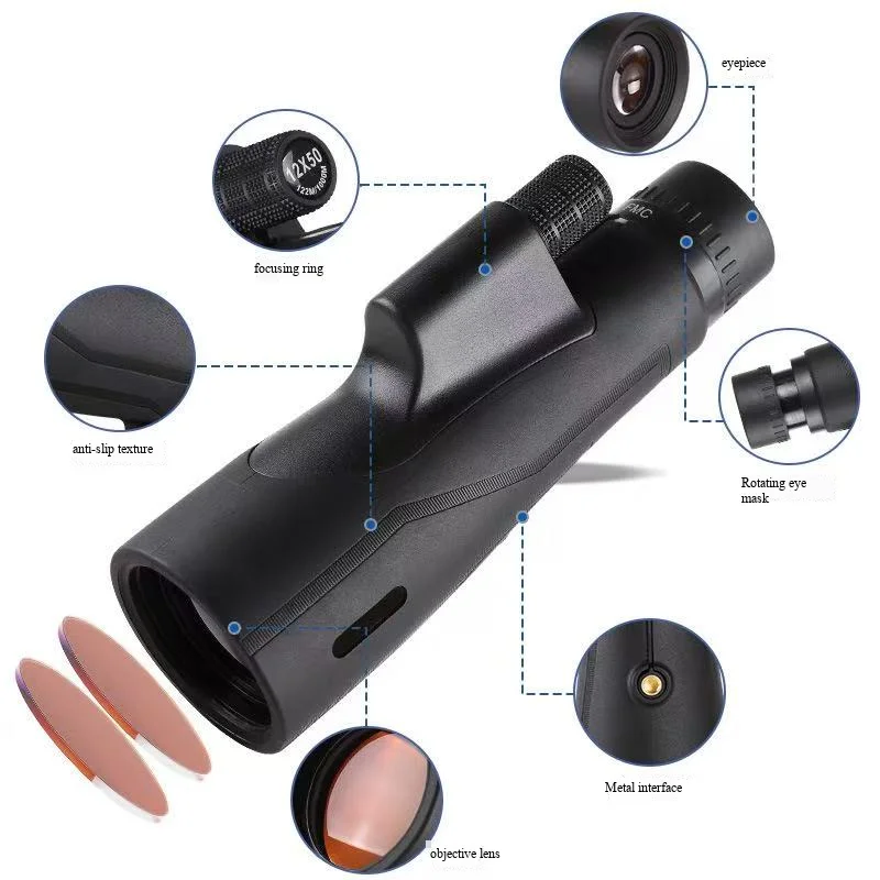ED monocular telescope, high magnification and high definition, low-light night vision, large aperture, suitable for outdoor bir