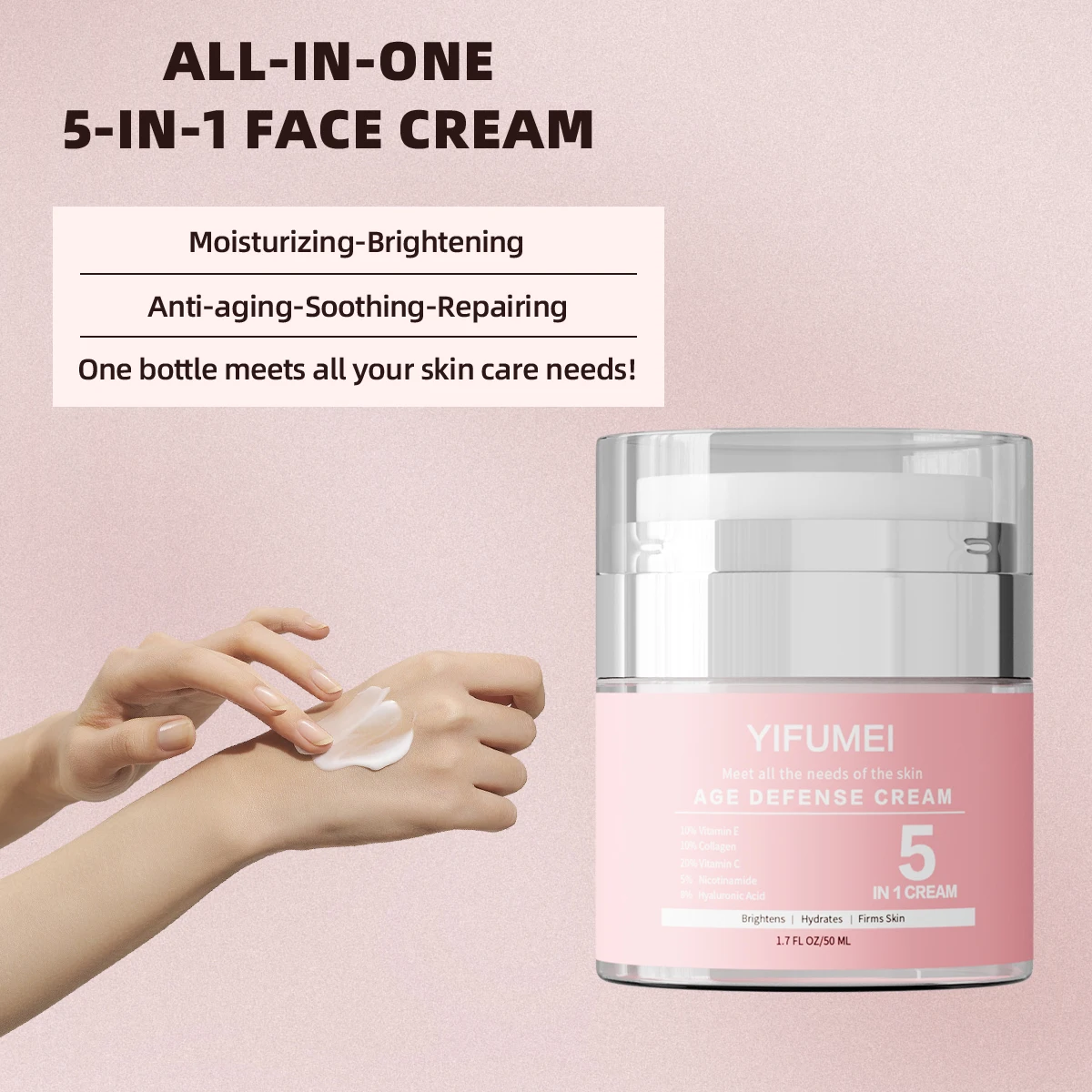 Nicotinamide Cream Whitening 5 in 1 Face Cream Vitamin C Fades Fine Lines Anti Aging Lightens and Moisturizes for Healthier Skin