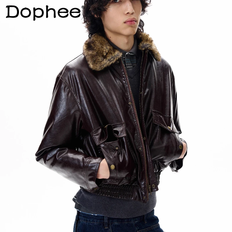 

2025 зимние новые куртки из искусственной кожи с длинными рукавами для мужчин и женщин, модные высококачественные глянцевые пальто из искусственной кожи, теплые парки, куртки