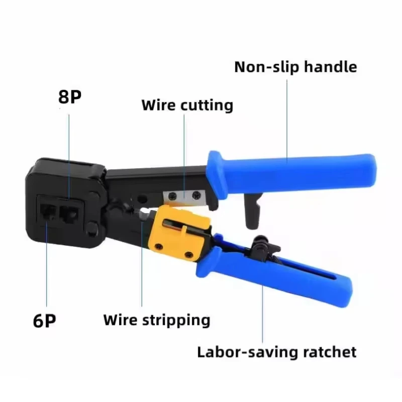 RJ45 6P 8P Cat5 Cat5e Cat6 펜치 압착 네트 작업 도구 다기능 크림퍼 엔드 패스 스루 커넥터를 통한 압착 패스