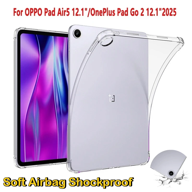 Soft Silicone TPU Protect Cover for OnePlus Pad Go 2 12.1 2 Pro 3 Neo 11.36 OPPO Pad Air 5 12.1 2025 Thickened Airbag Clear Case