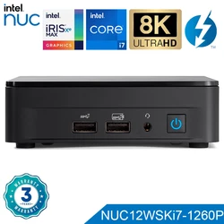 Intel NUC 12 Pro Mini PC Slim NUC12WSKi7 rdzeń i7-1260P procesor Win11 Pro USB 3.2 WiFi 6 Thunderbolt 4 Intel Iris Xe grafika