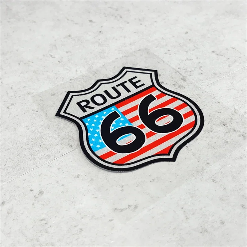 74x67mm US Highway ROUTE 66 Shield Car Stickers Motorcycle Helmet Phone Sticker Decals Reflective