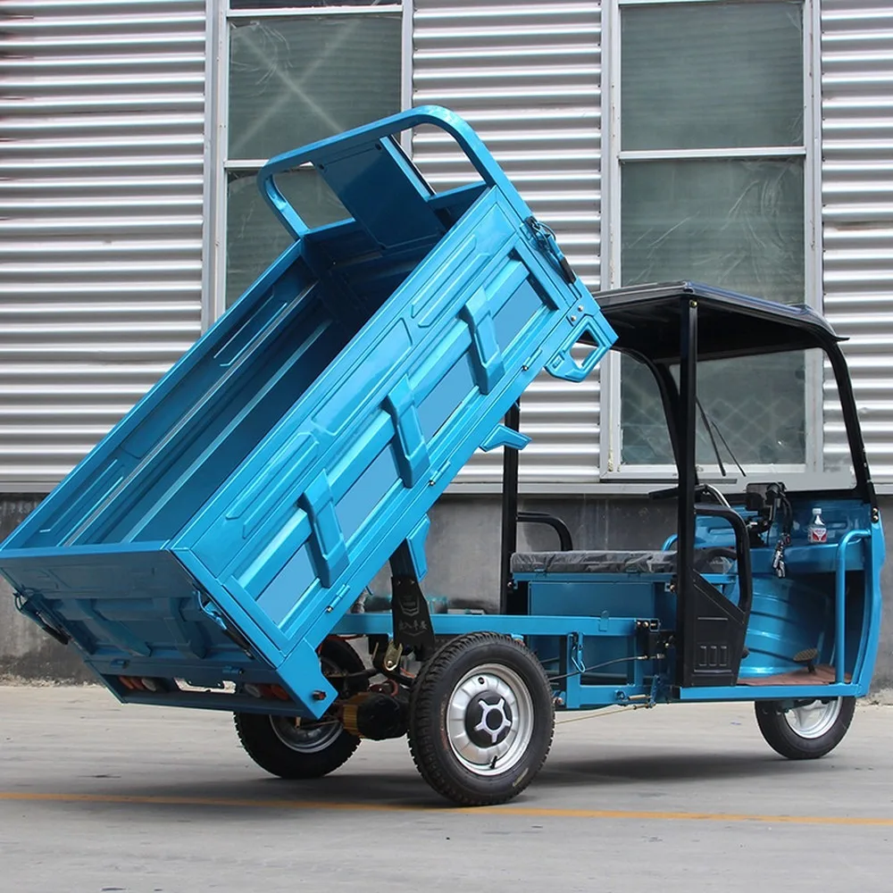 Electric Tricycle 3-Wheeler Cargo Trike with Cabin, Semi-Enclosed Farm Utility Vehicle for Adults, Heavy-Duty Electric