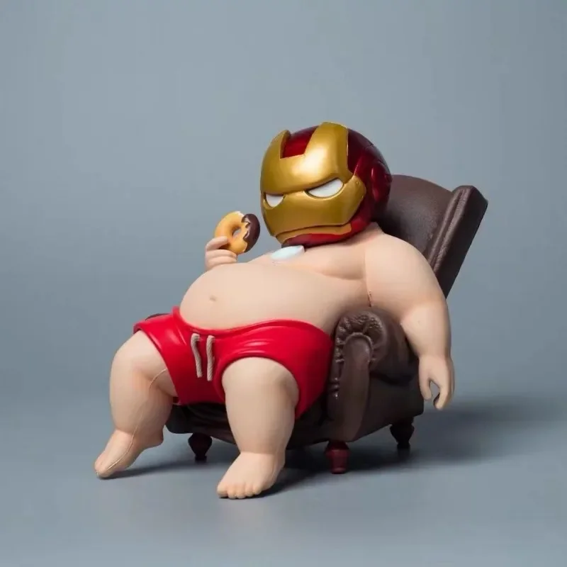 12cm The Avengers Iron Man Fat Boy Action Figure The Original Sofa Donut Model Ornament Collection Desktop Display Gift Toy