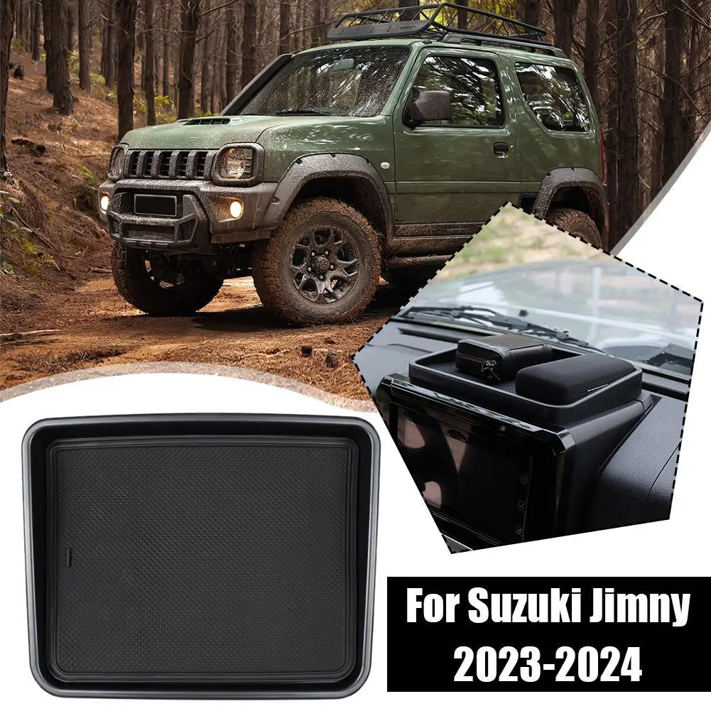 Kotak penyimpanan konsol tengah mobil nampan Organizer dengan bantalan tikar untuk Suzuki Jimny 2019 2020 2021 2022 2023 Aksesori Interior hitam