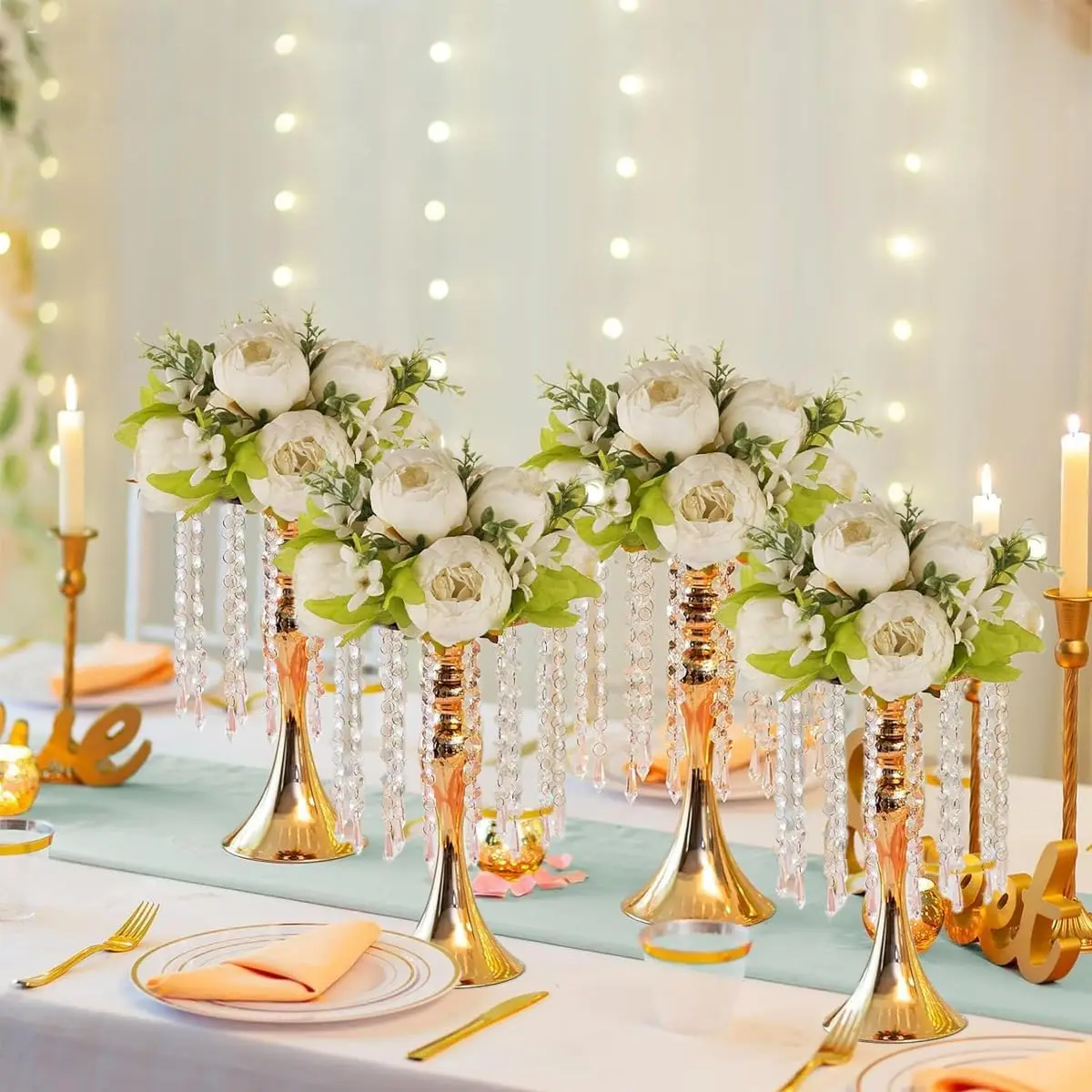 

8PCS Wedding Centerpieces for Tables Gold Vases Crystal Flower Stand Floral Vases for Party Anniversary Home Decor