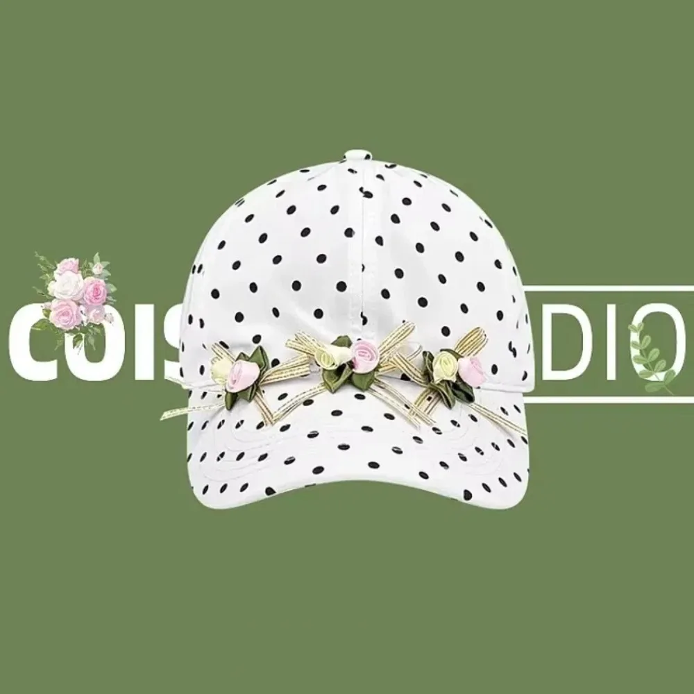 Korean Polka Dot Printing Bow Baseball Caps Thin Sun Protection Sun Hat Adjustable Sweet Bow Snapback Hat Summer