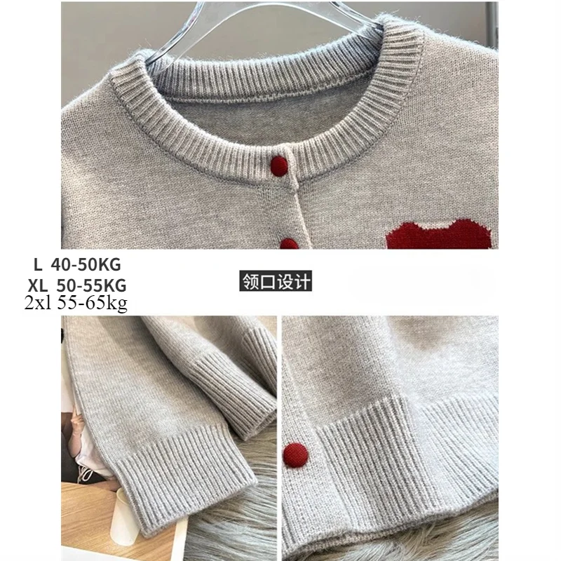 Casual Knitted Cardigan Contrast Color Red Bow Thick Loose Thick Bottom Sweater Coat Female Sweater 2024 Autumn Lady Streetwears