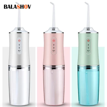 Irrigador bucal, chorro de agua Dental para dientes, hilo dental de agua portátil recargable por USB, 4 boquillas, 200ML, limpiador de dientes impermeable IPX7
