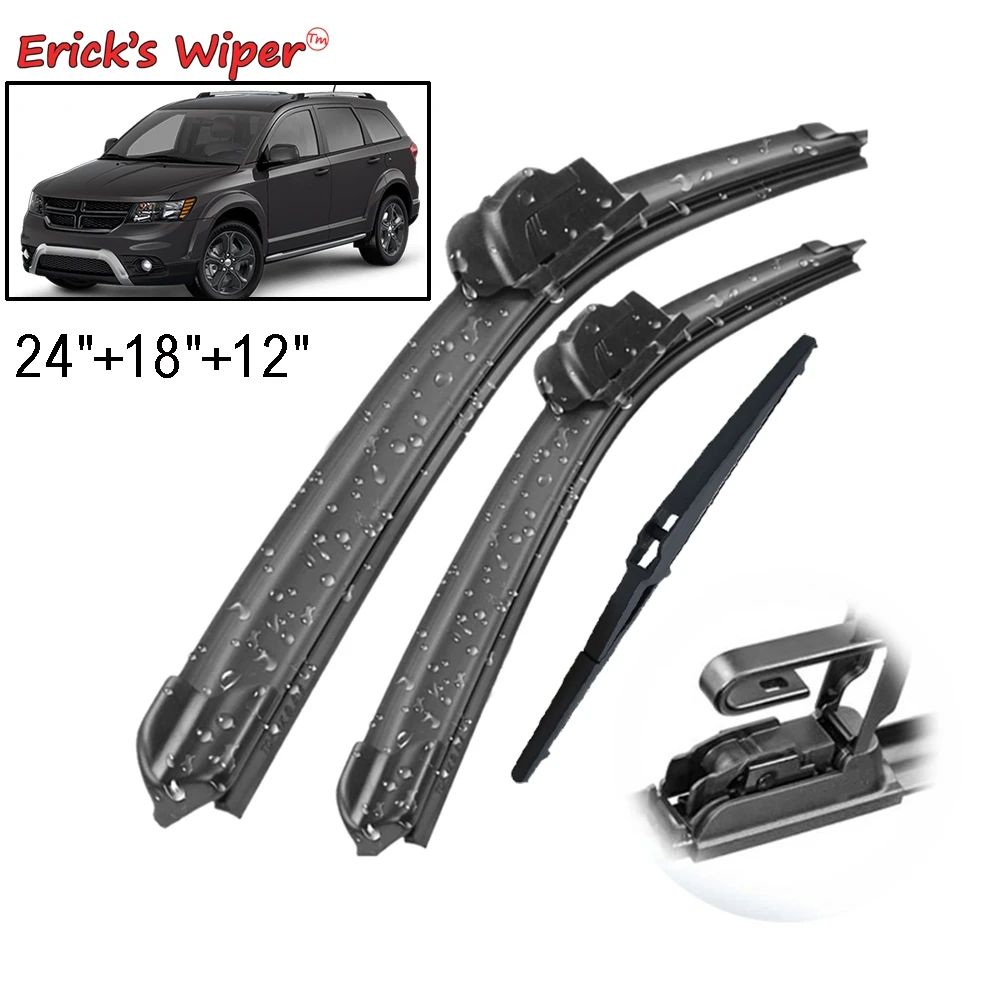 Erick's Wiper Front & Rear Wiper Blades Set Kit For Dodge Journey 2008 - 2020 Windshield Windscreen Window Car Brushes 24