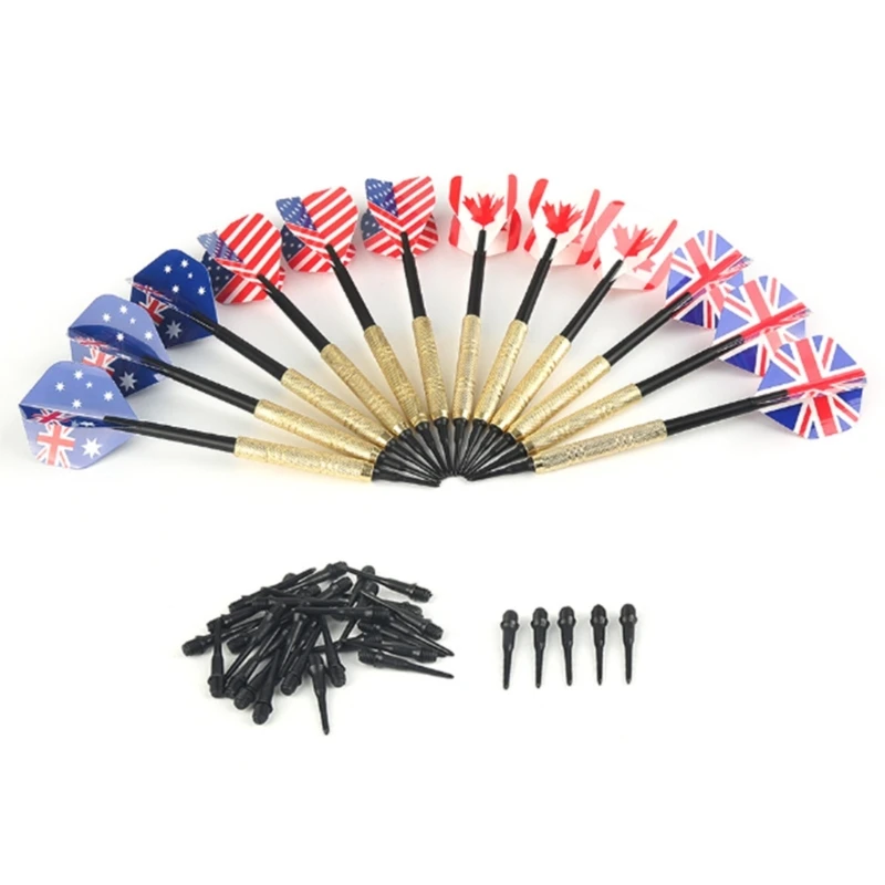 Set of 12Pcs 14g Professional Soft Tip Darts with Iron Golden Plated Shafts Plastic Tip Darts, Not Easy to Break DropShipping