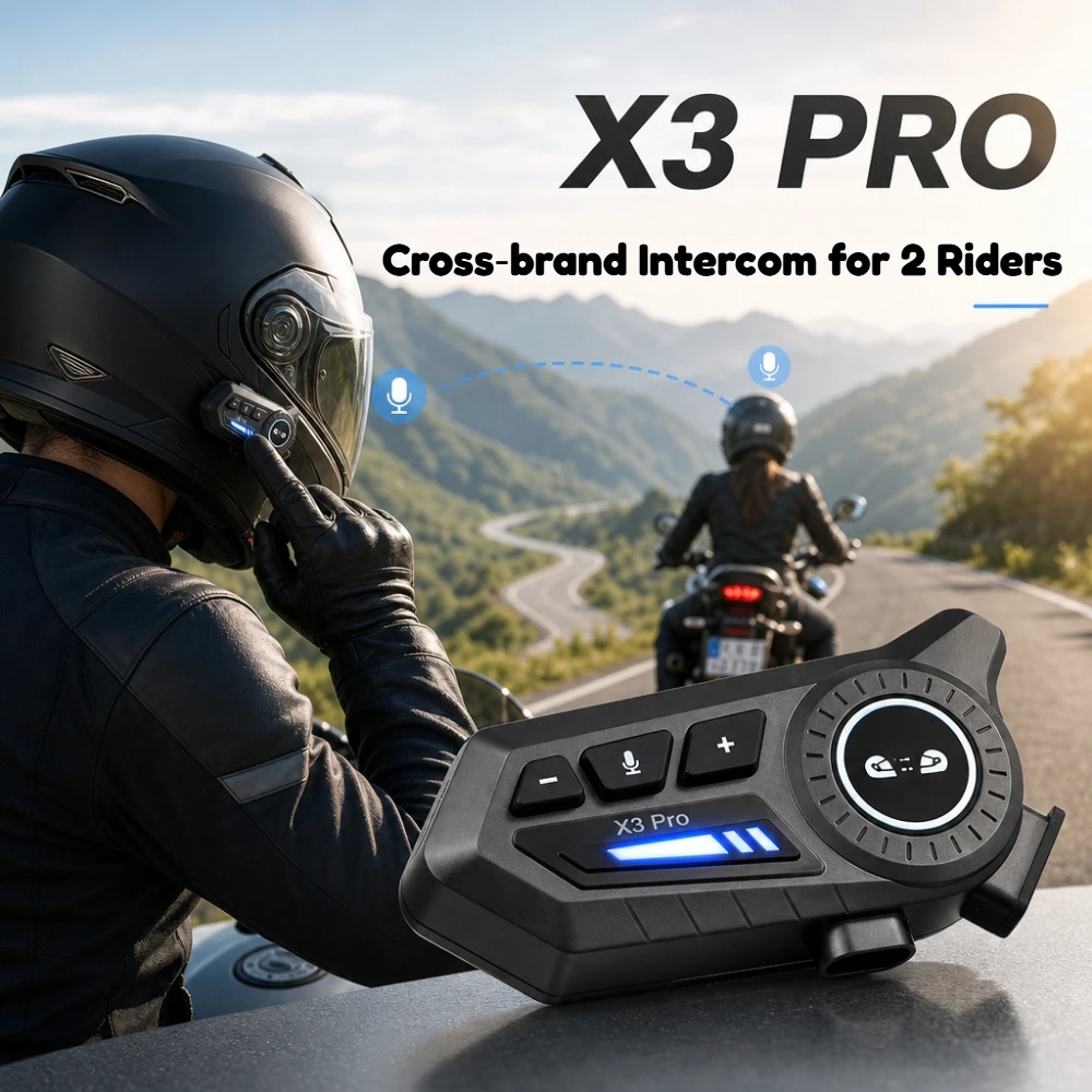 X3PRO Helmet Headset Wireless X3 Intercom Bluetooth 5.4 Hands-free Call Motorcycle Waterproof Earphone Music Player Speaker