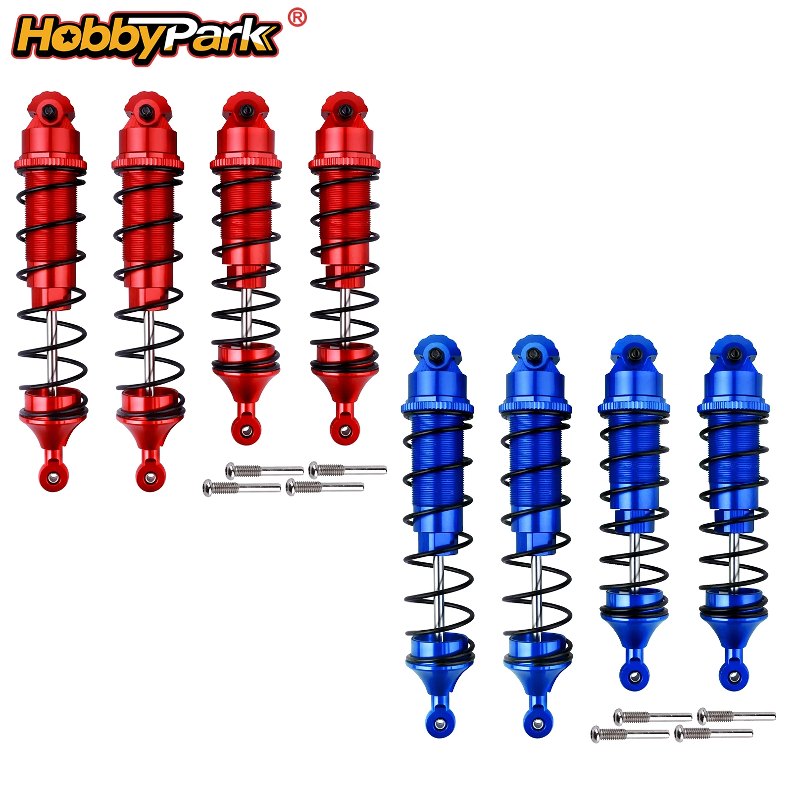 HobbyPark Aluminum Shock Absorbers for Arrma 1/8 Kraton Notorious Outcast 6S BLX Front Rear Red ARA330621 ARA330622 Set of 4