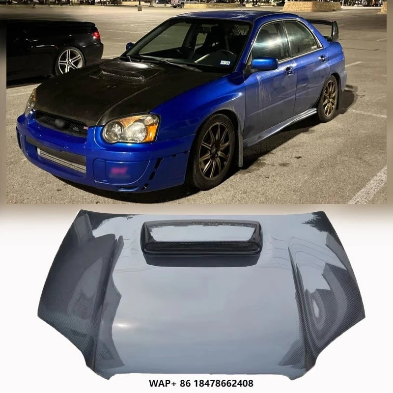 

Wodisi 2003-2005 for Impreza WRX STi Carbon Fiber Hood New STI GEN 8 Style Black Bolt-On with Included Clips