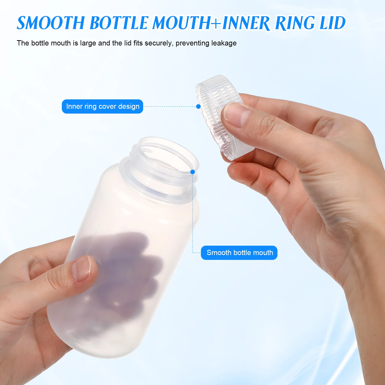 

4pcs Clear Plastic Bottles With Caps Laboratory Liquid Storage Containers Chemical Reagent Bottles Liquid Dispenser 250ml