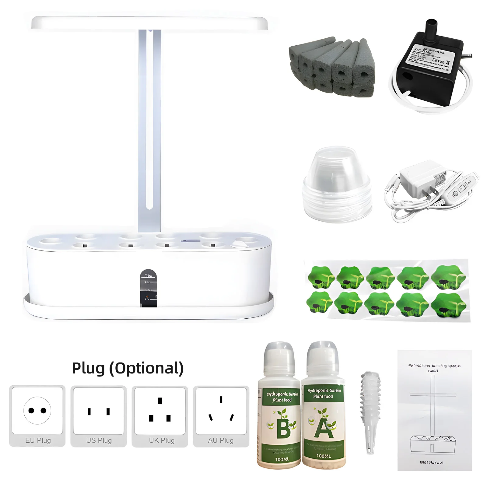 Imagem -06 - Indoor Hydroponics Growing System Full Spectrum Timer Kit de Germinação de Plantas Altura Ajustável com Led Grow Light 2.5l