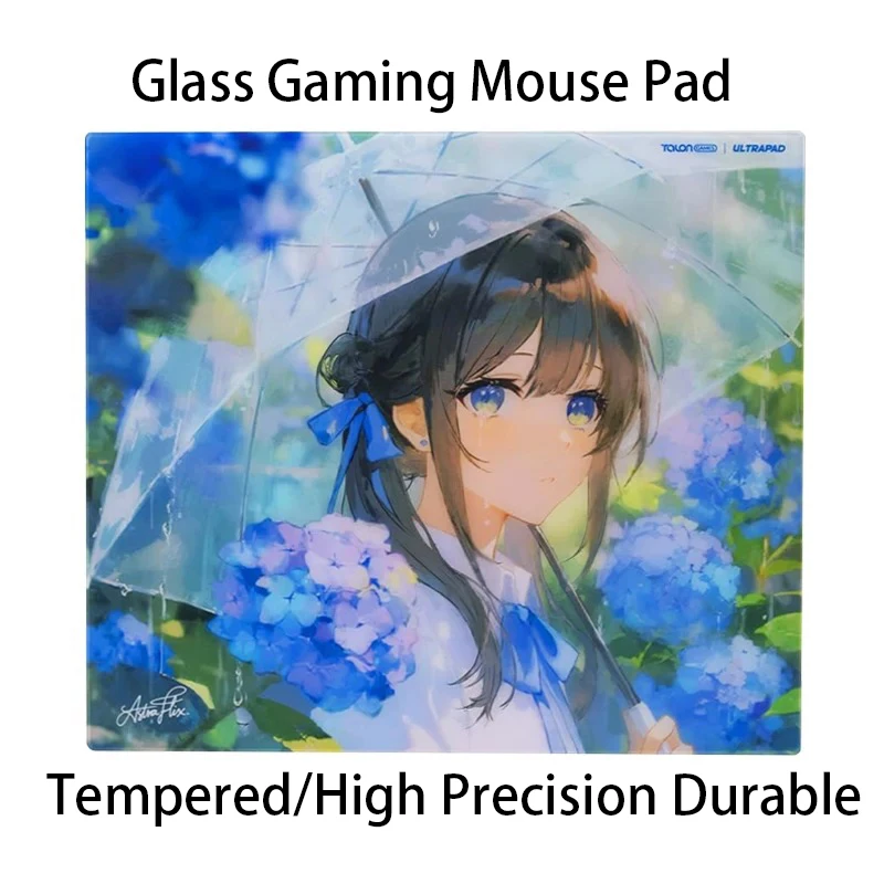 Anime P2-Nagisa Glass Gaming Mouse Pad Tempered Glass Mousepad for Esports Ultra-Thin High Precision Durable Desktop Mouse Mat
