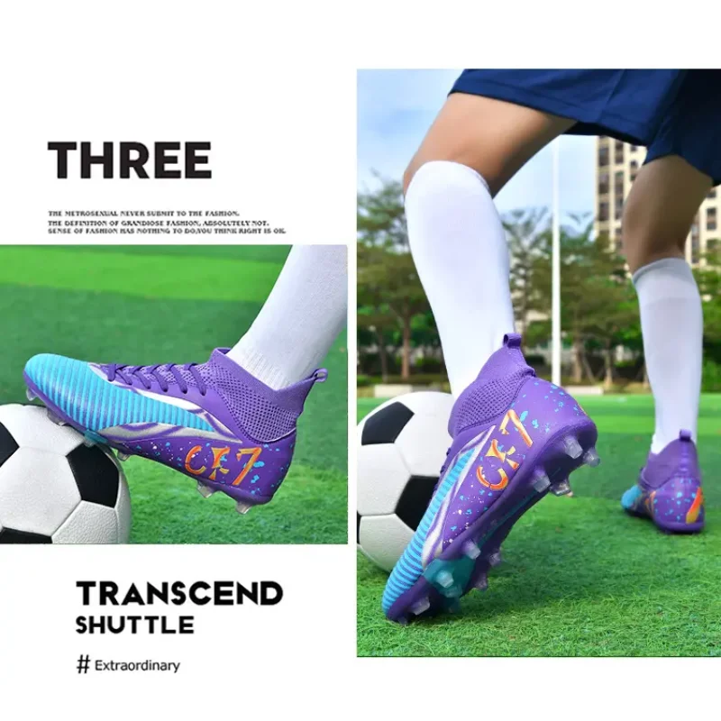 

Professional Outdoor Football Boots Reinforced Toe Design Wear Resistant Studded Sole Breathable Grassland Match Footwear