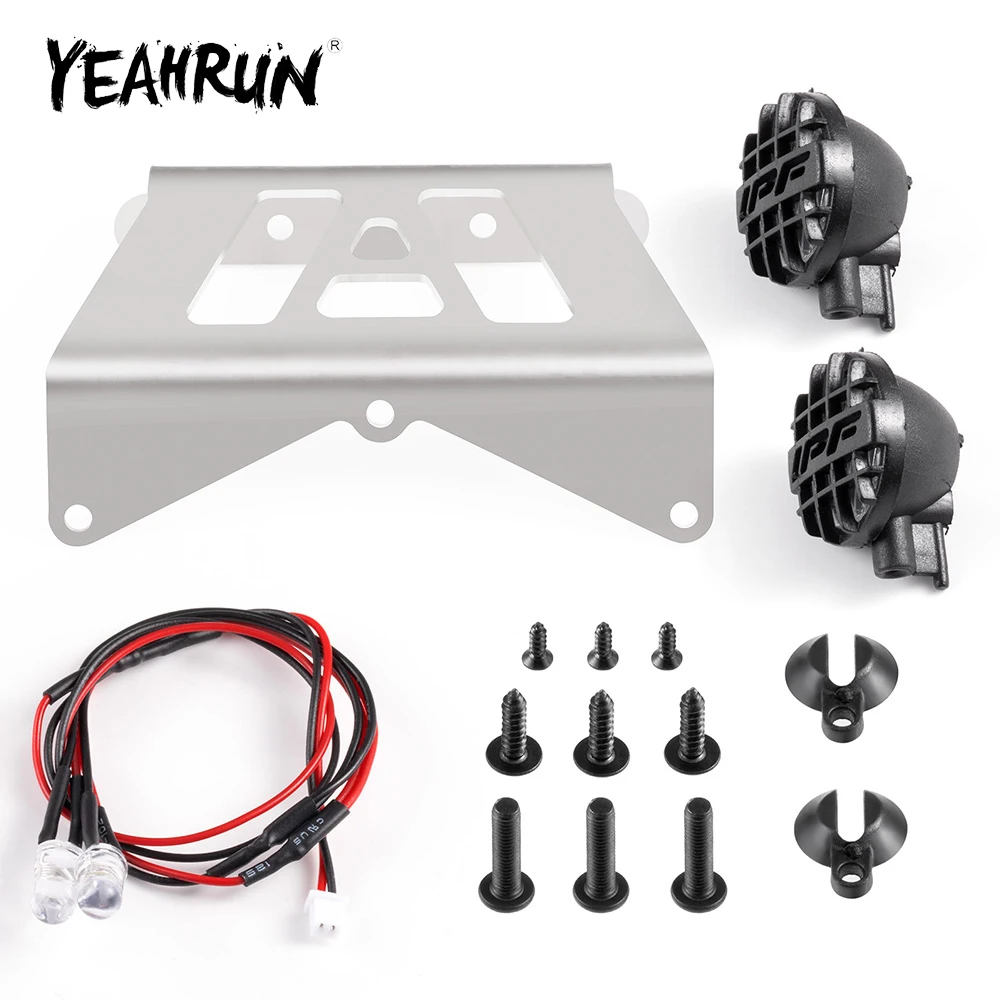 YEAHRUN Stainless Steel Front Bumper w/ Light for Tamiya Lunch Box / Midnight 1/12 RC Monster Truck CW01 Chassis Upgrade Parts