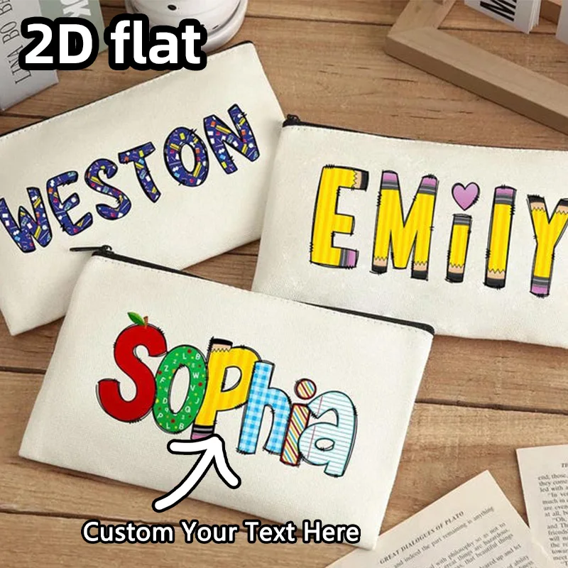 Personalized custom pencil case, Teacher's Day zipper canvas bag, Student name pencil box