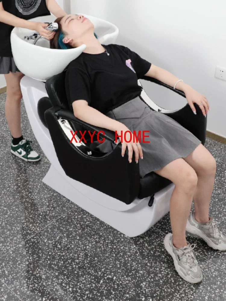 Barber Shop Bed Shampoo Chair Hair Wash Ergonomics Lounge Hairdressing Shampoo Chair Stylist Luxury Massageador Furniture QF50SC