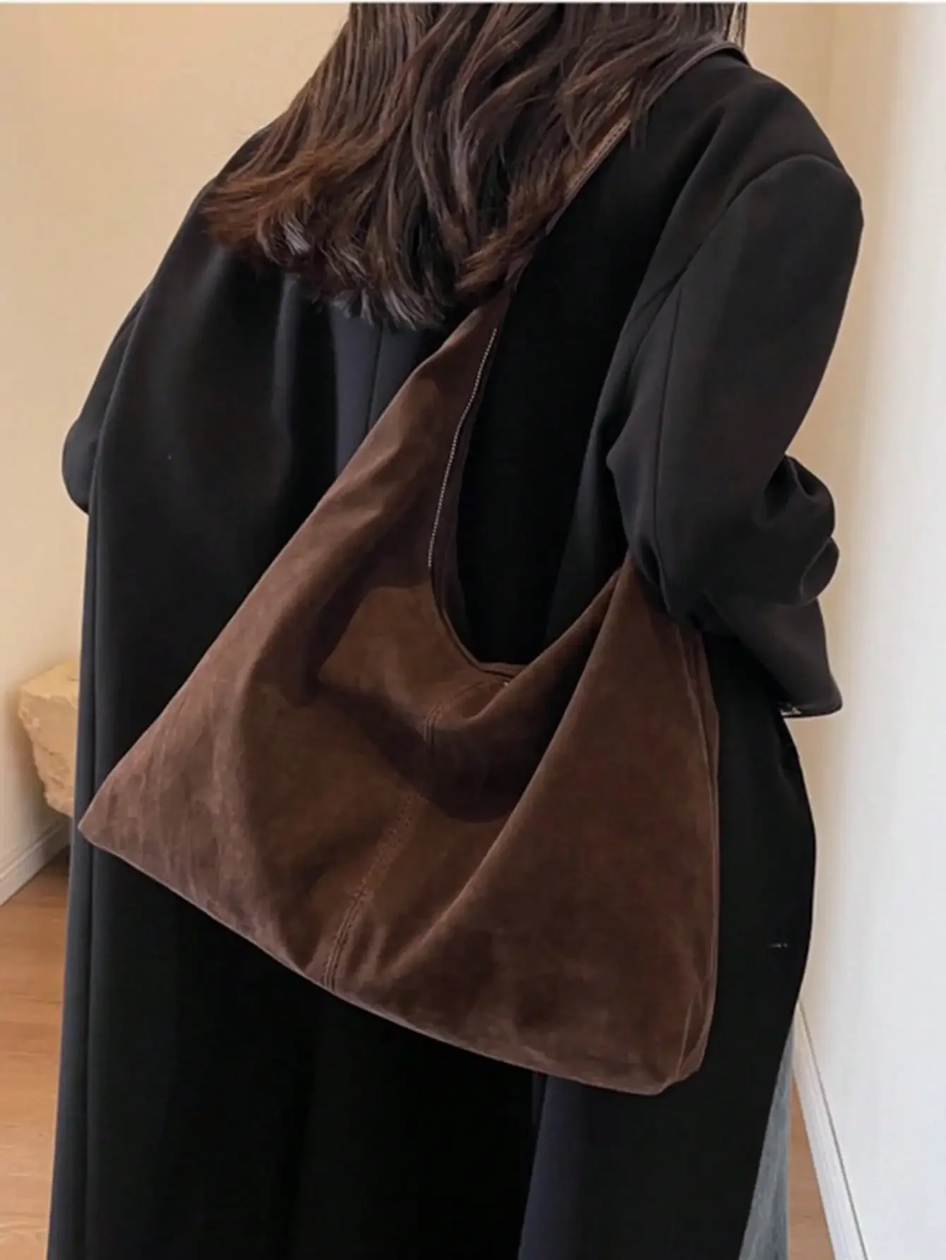 

New Versatile Retro Bag For Women, Suede Miramar Style Simple Hobo Bag, Large Capacity Commuter Casual Shoulder Bag, Vintage