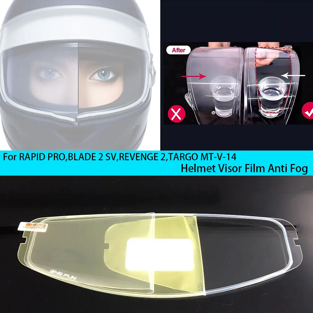 

For MT RAPID PRO,BLADE 2 SV,REVENGE 2,TARGO MT-V-14 Helmet Visor Film Anti Fog Motorcycle Helmet Antifog Lens Film Accessories