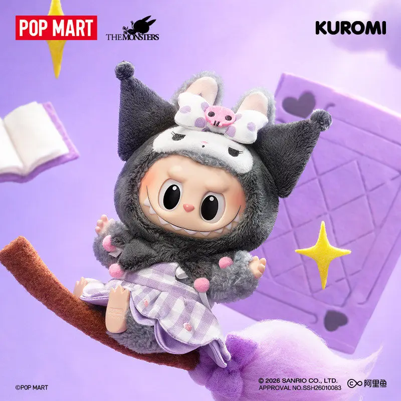 

POP MART The Monsters Labubu Sanrio Family: Виниловый плюшевый брелок-подвеска (слепая коробка), мультяшный кулон для украшения сумки, коллекционная игрушка, популярный подарок