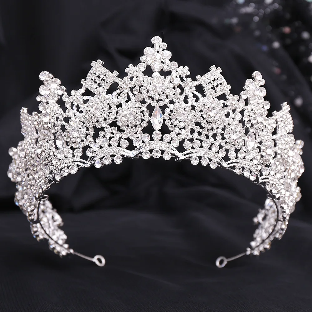 

Silver Colors Crystal Wedding Crown Royal Queen Tiaras And Crowns Bridal Hair Jewelry Bride Headdress Prom Head Accessory