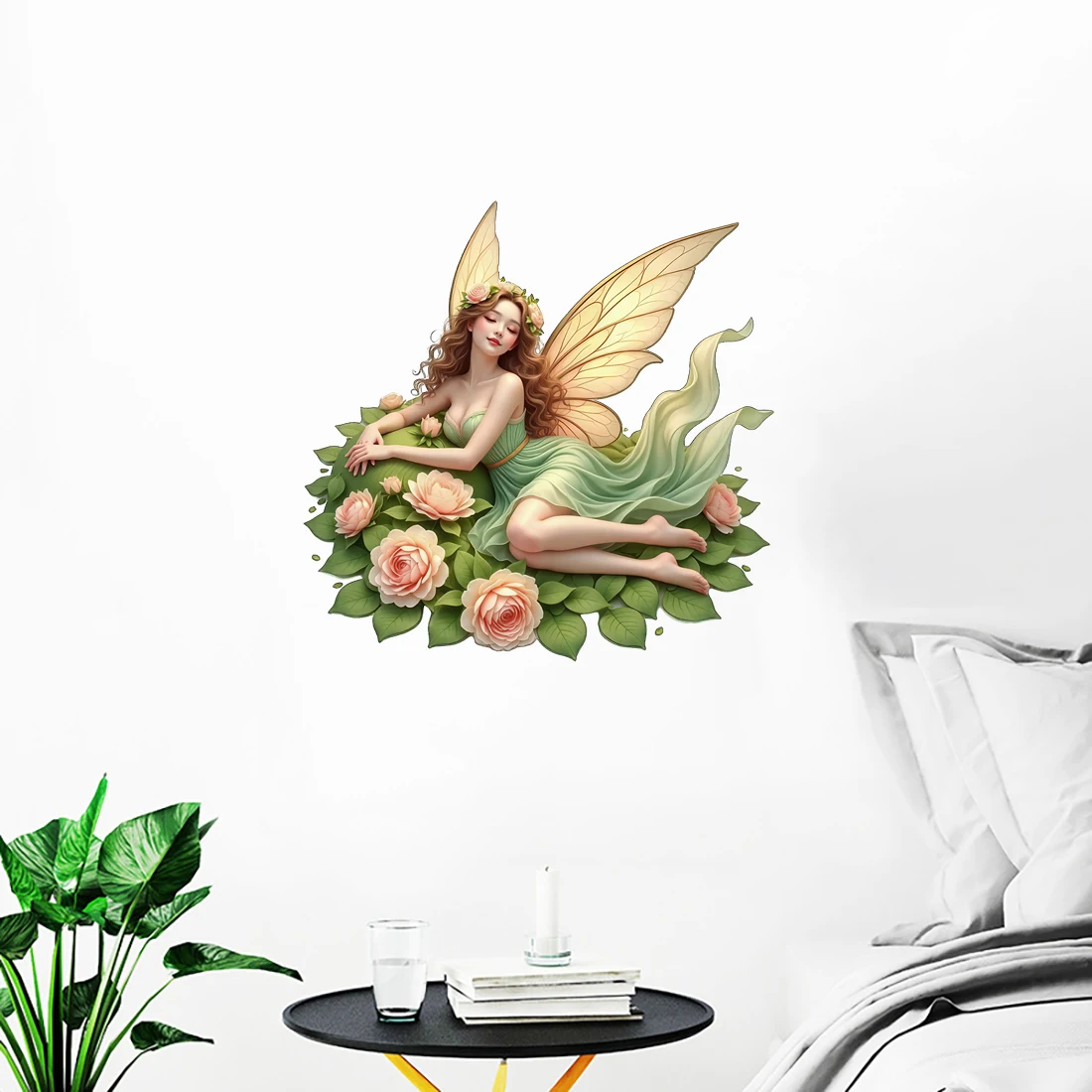 Three Ratels CF96 Leisurely Green Flower Elf Cartoon wall stickers for home decoration computer decals car stickers