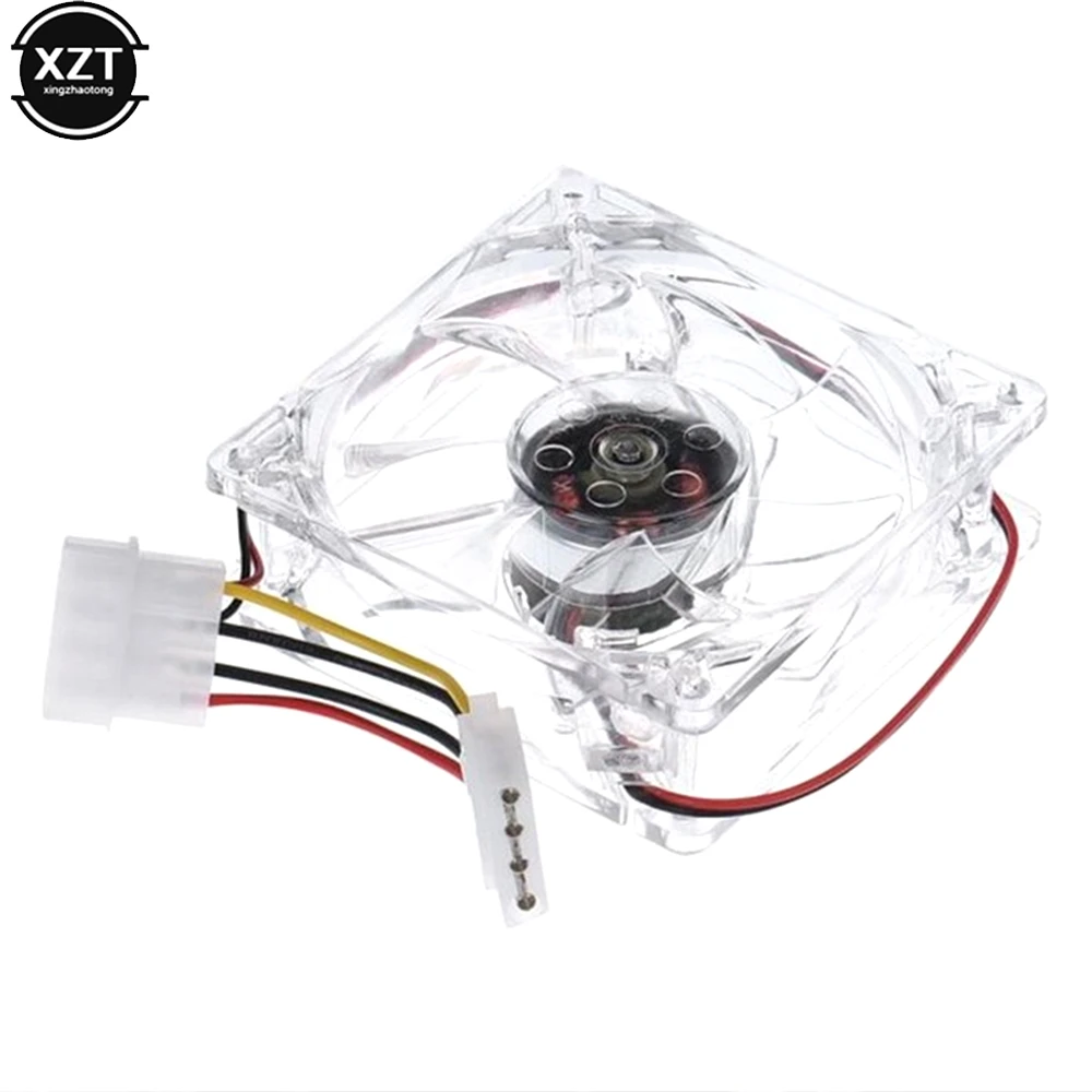 Nuovo PC Computer CPU Fan 80mm ventola di raffreddamento con luce Led blu 8025 8cm silenzioso DC 12V LED telaio luminoso Molex 4D plug ventilatore assiale