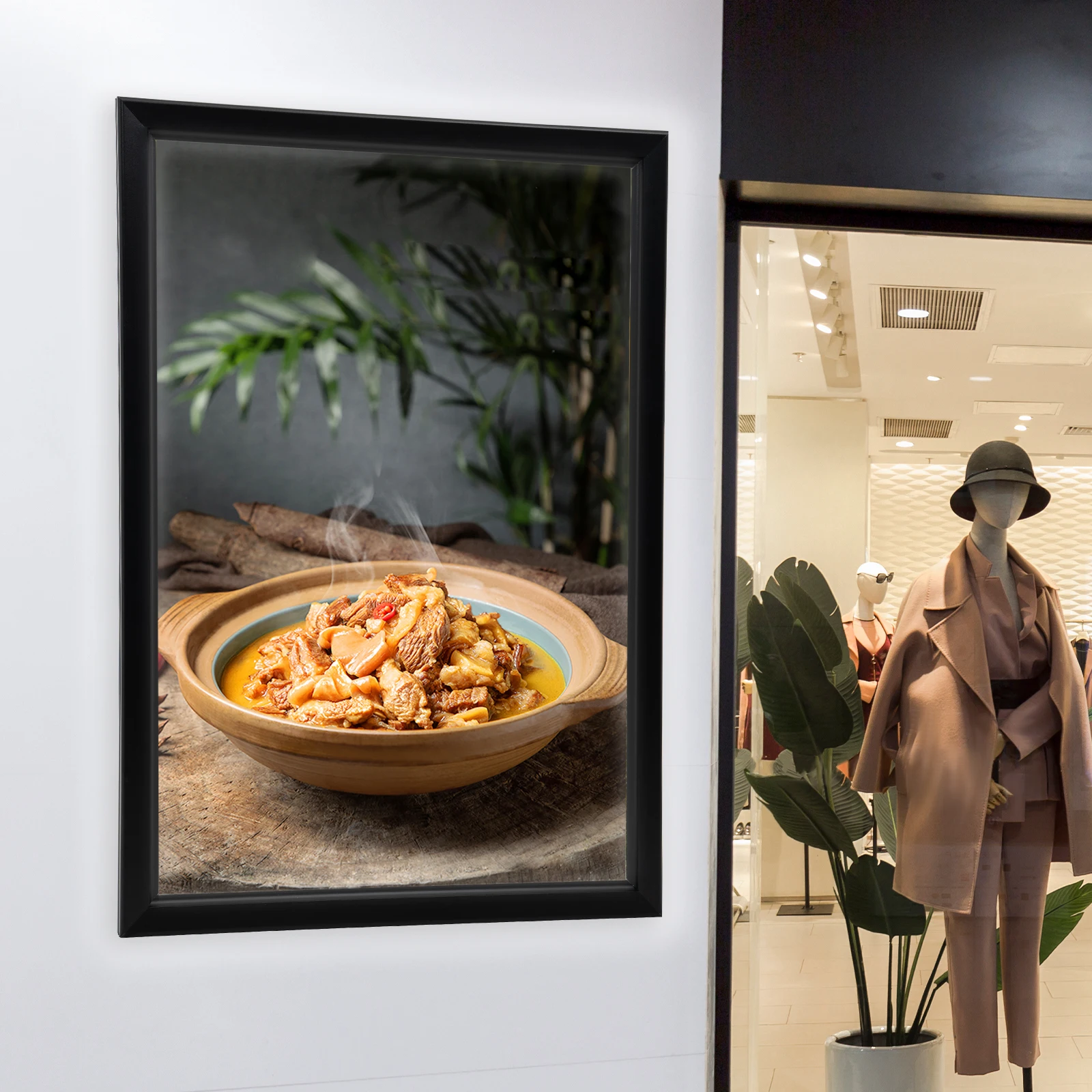 

LED Poster Frames - Multi Size Available, Slim Snap Aluminum LED Light Box Wall Mounted Advertising Photo Frame Display