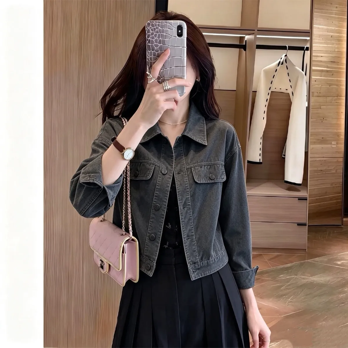 Short Casual Thin Women's Jacket Autumn Winter Korean Style Retro Design Versatile Leisure Workwear Windproof Small Size Top
