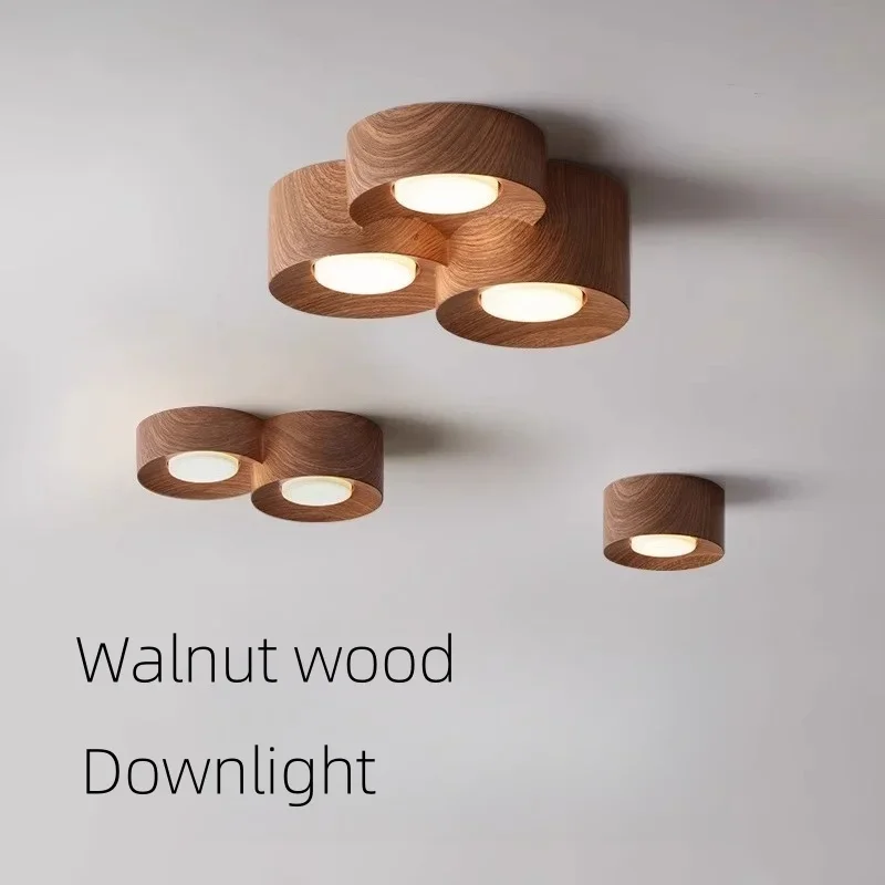 LED Downlight Ceiling Lamp Modern Simplicity  Singe and Double Head  Kitchen Entrance Lamp Wooden Wind Living Room