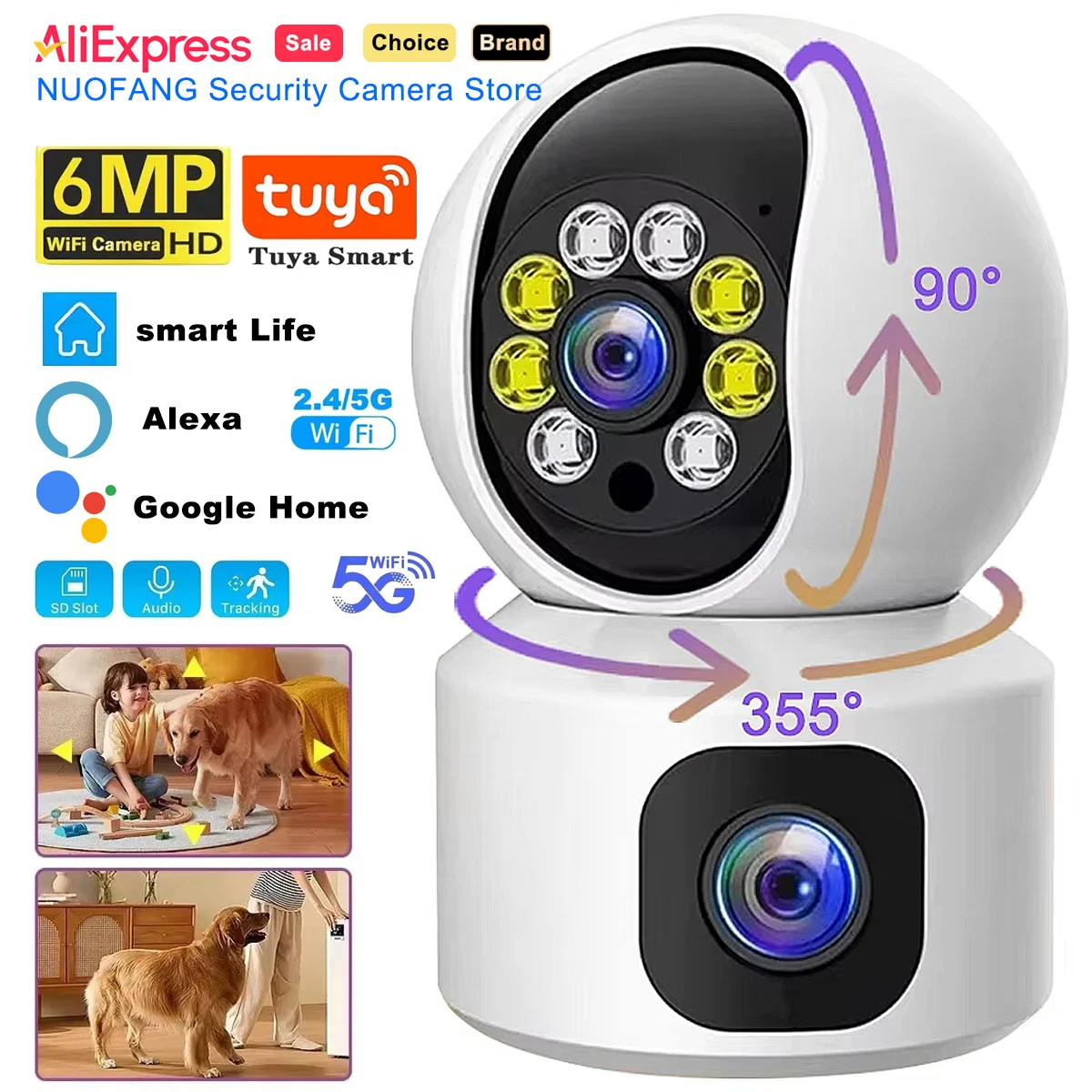 6mp-デュアルレンズカメラ-tuya-24g-5g-wifi-ptz-4k-hd-デュアルスクリーン自動追跡屋内ワイヤレスセキュリティビデオ監視カメラ