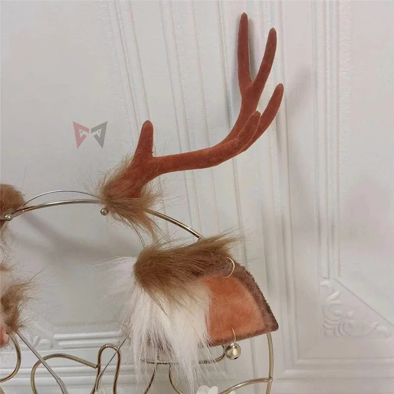 Nuove corna di cervo orecchie cerchio per capelli copricapo orecchini a campana coda accessori per costumi di Natale per ragazza donna lavoro manuale