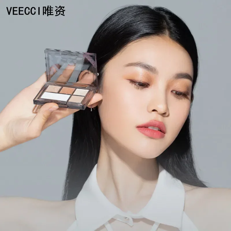 Veecci Eyeshadow Palette Five Color Matte Pearlescent Powder Earth Color Long Lasting Eye Makeup Eyeshadow