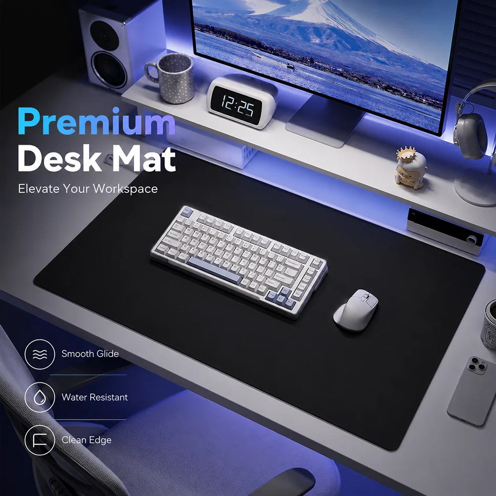 Black Large Desk Mat Waterproof Non Slip Mouse Pad Smooth Gaming Keyboard Table Protector for Office Computer Desk Workspace