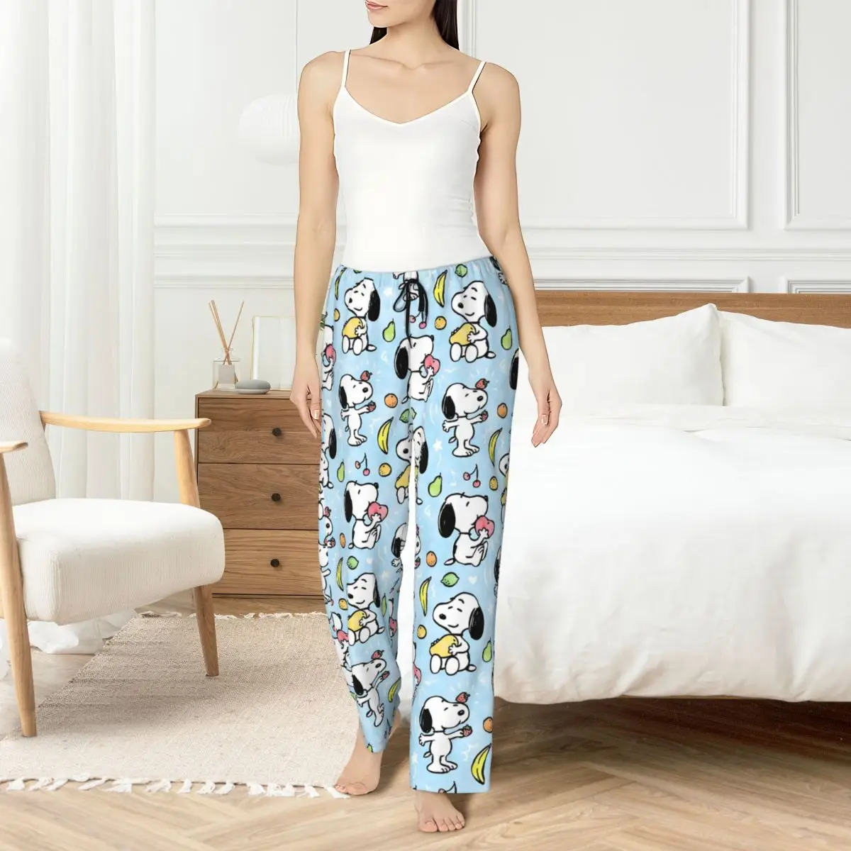 

Custom S-Snoopys Pajama Pants Womens Animation Lounge Sleep Stretch Sleepwear Bottoms with Pockets