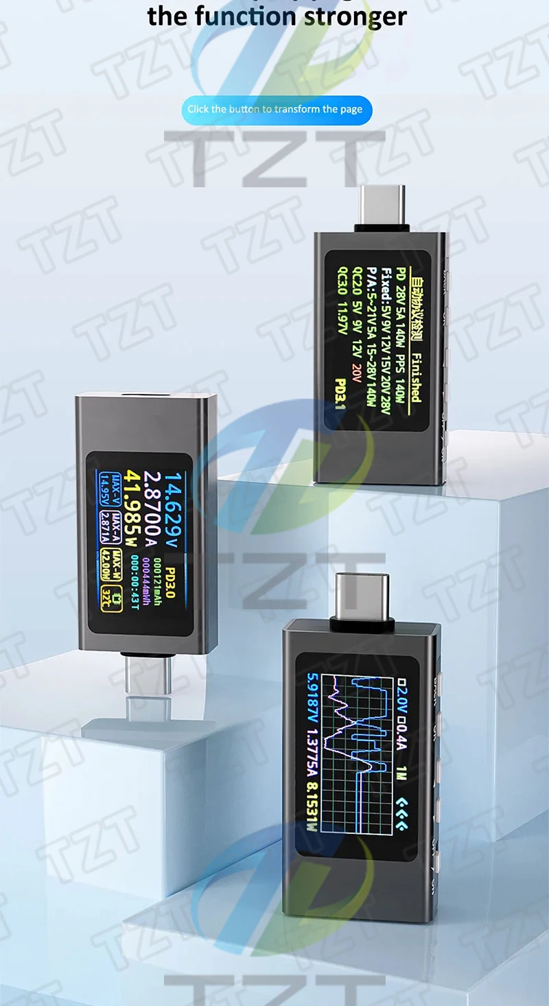 KWS-X1 Typ-C Strom- und Spannungsmonitor DC 4-30V 0-12A Leistungsmesser Tester PD Batteriekapazität Digitaler LCD-Anzeigemesser – Detail 8