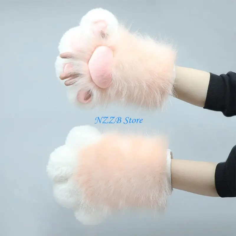 

T21F 1 Pair Animal Paws Paws Hand Gloves Animal Paws Calw Plush Mittens Costume for Cosplay and Festive Celebration