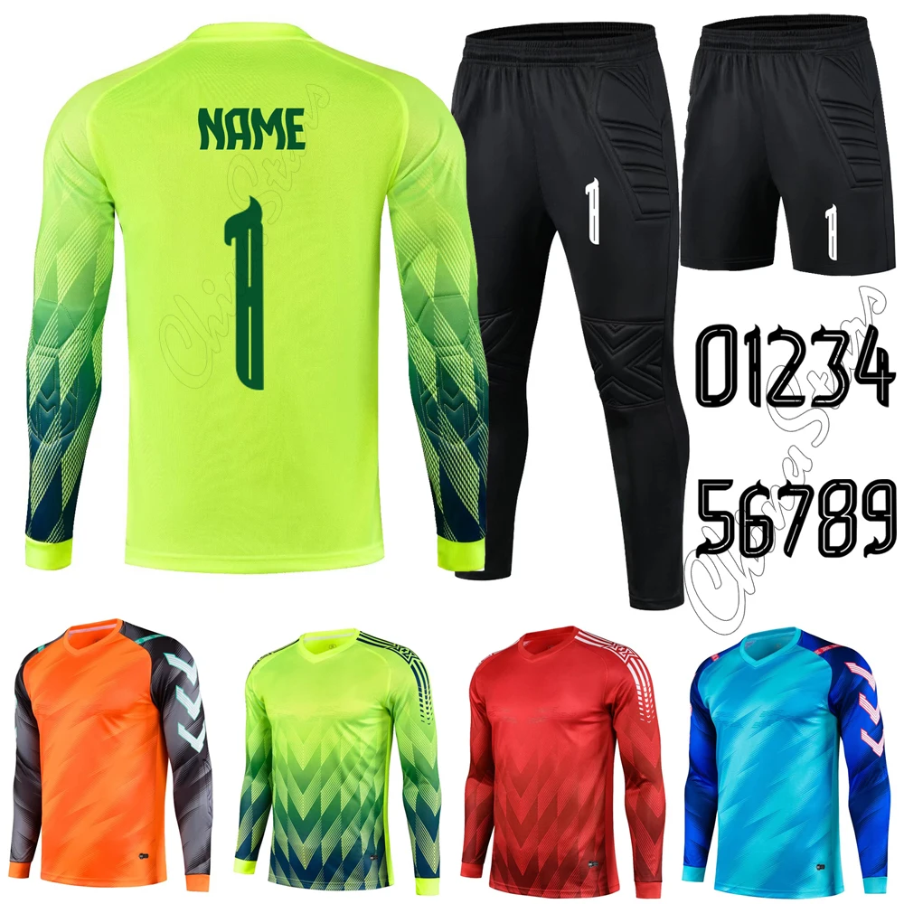 

DIY 1# Soccer Goalkeeper Jerseys Uniforms Kids Men Women Elbow Protector Football Goalier Keeper Jersey Rugby Shirts Sport Kit