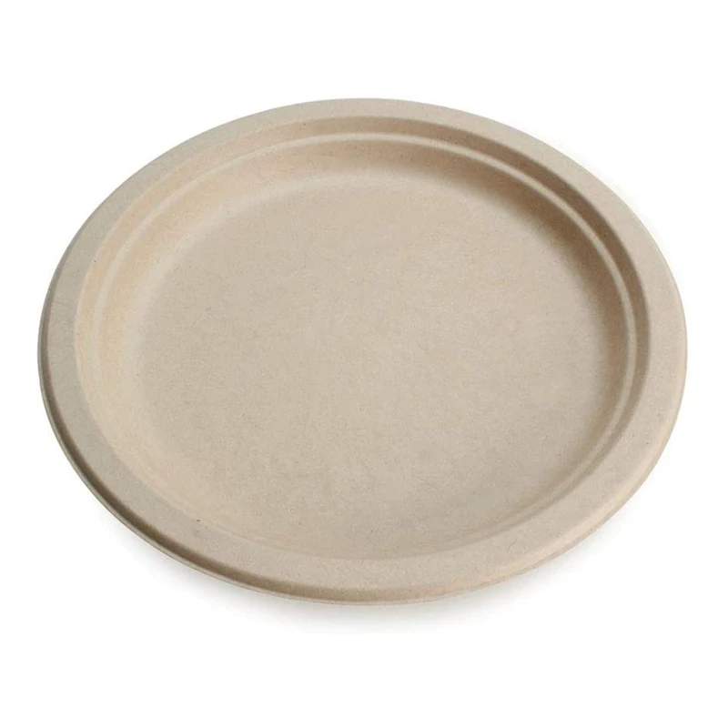 

100% Compostable Disposable Paper Plates Bulk 9 Inch 50 Pack, Bamboo Plates, Eco Friendly, Biodegradable